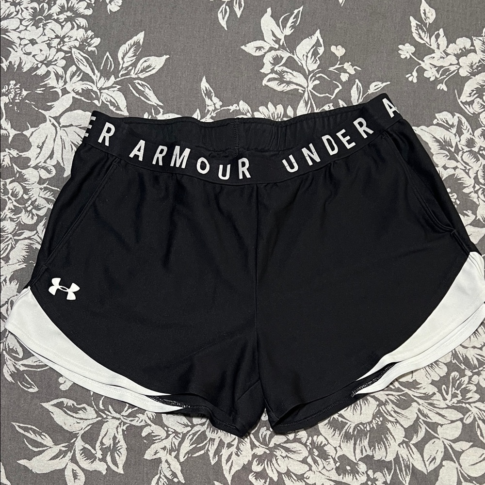 Under Armour Women's Athletic Shorts - Black with White Trim